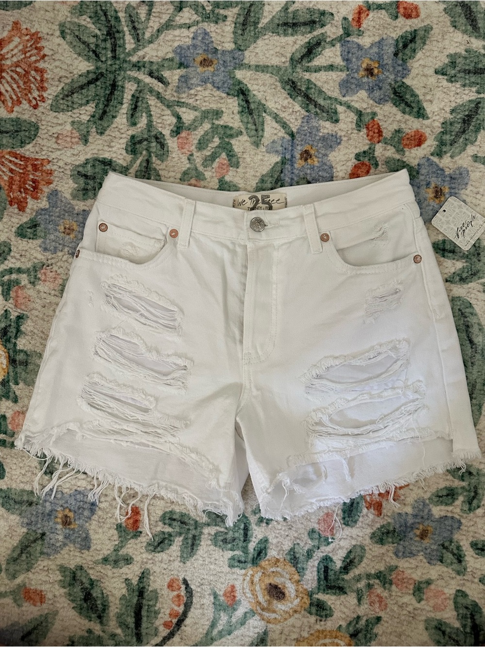Free People White Jean Short